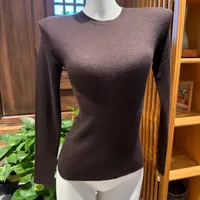 咖啡色针织衫女装100%康赛妮精纺羊绒长袖保暖百搭秋季羊绒衫
