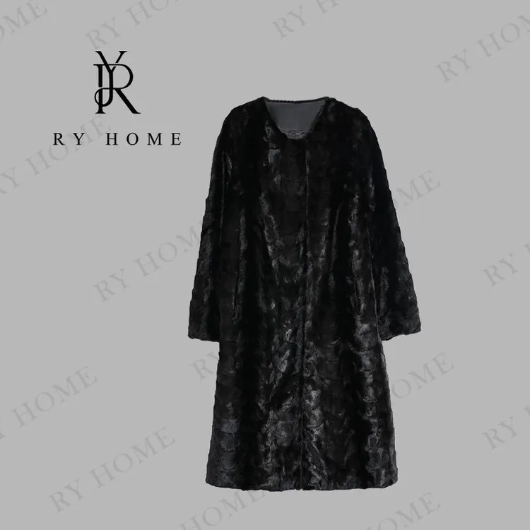 【容雨RYHOME】秋冬长款水貂皮草大衣外套253W2436
