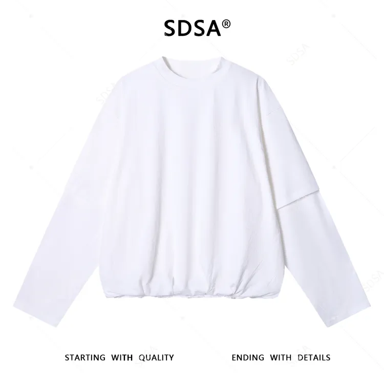 SDSA男士秋冬新款痞帅男装韩版纯色袖子拼接设计圆领卫衣百搭宽松