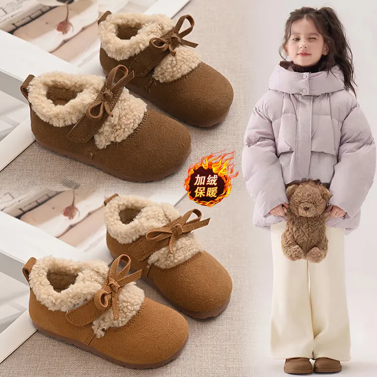 ABC女童鞋子儿童棉鞋2025新款秋冬季软底二棉毛毛女宝宝勃肯加绒