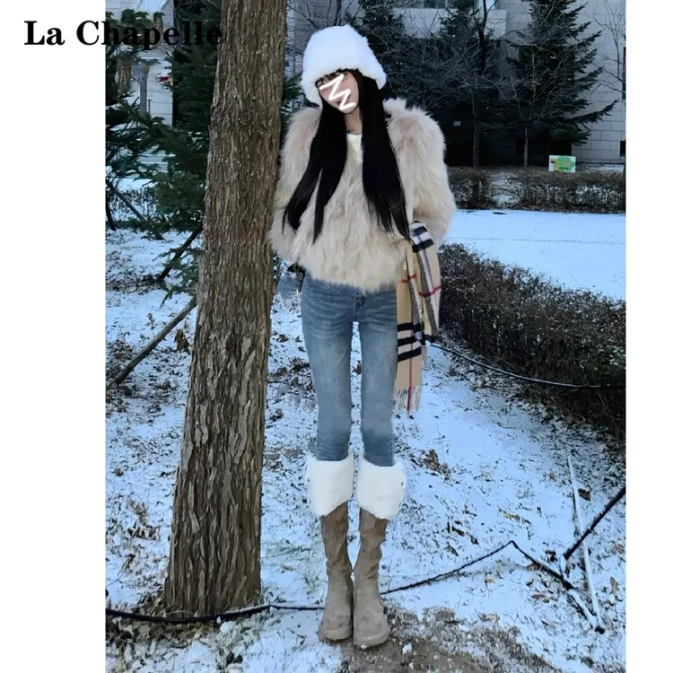 拉夏贝尔高腰小脚牛仔裤女秋冬2025新款小个子紧身弹力显瘦铅笔裤