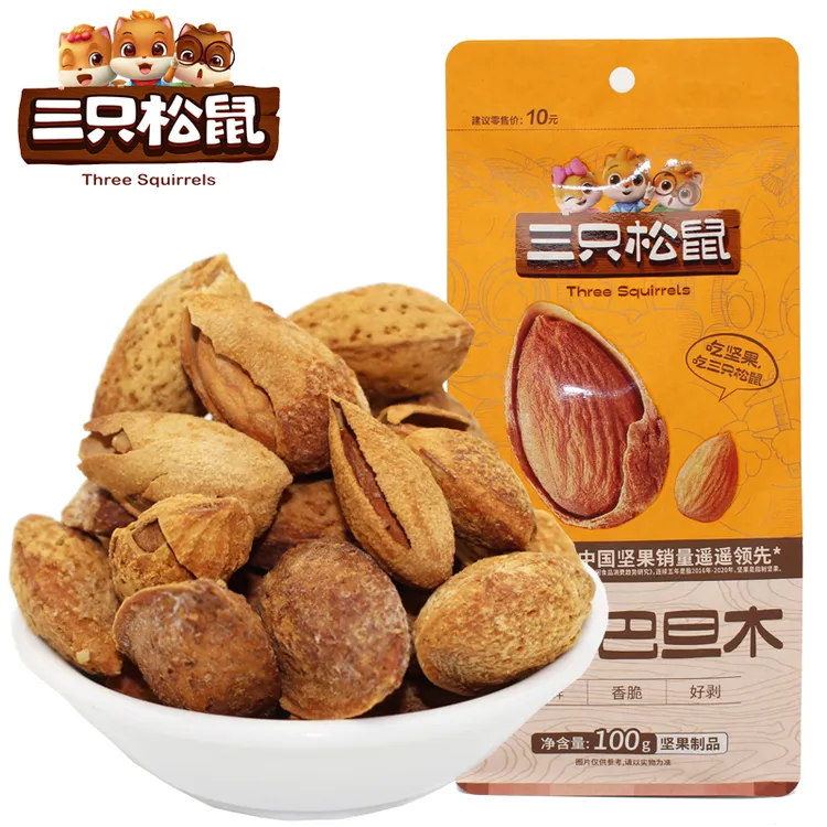 三只松鼠手剥巴旦木100g健康坚果干果零食小吃休闲食品特产团购