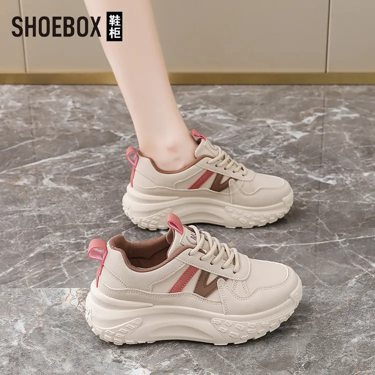 SHOEBOX鞋柜爆款百搭厚底松糕老爹鞋女2025秋新款百搭运动休闲鞋