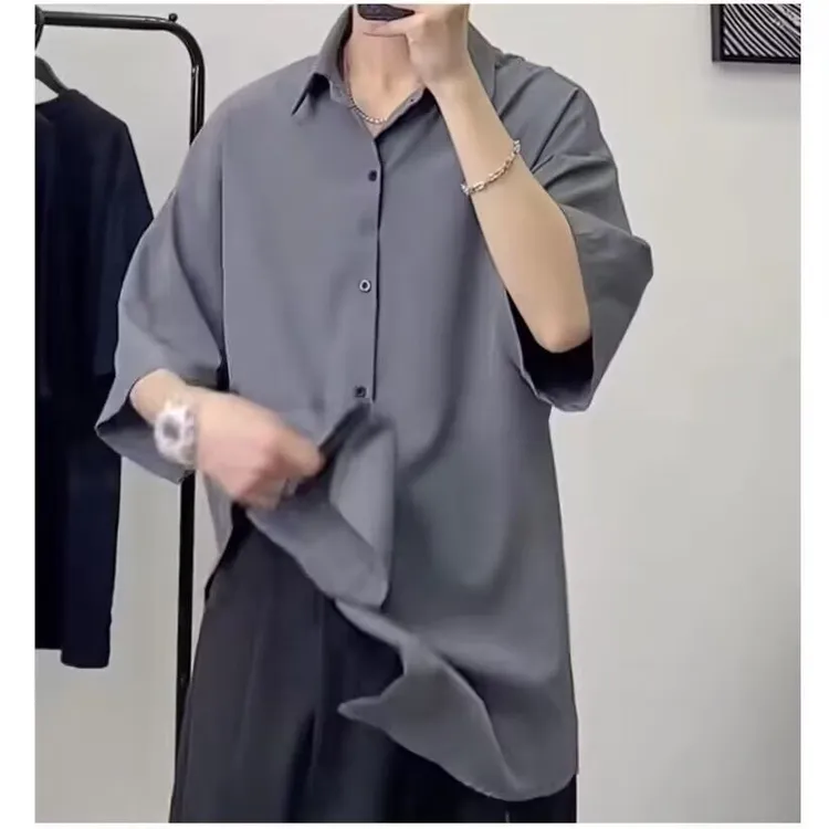 2025复古衬衫男夏装港风学生宽松小众设计感趣味新款男装上衣外穿