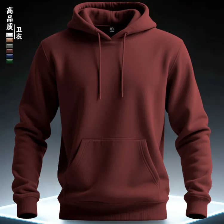 痞帅美式连帽本命年红色加绒加厚秋冬男士男款冬季情侣连帽卫衣男