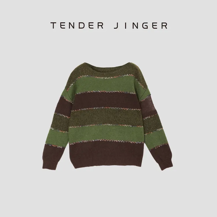 Tender Jinger【温柔与秩序】撞色羊绒混纺针织套头衫T53MII41286