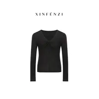 【娇俏T】XINFENZI 柔软羊毛扭结款优雅显瘦T FS36691