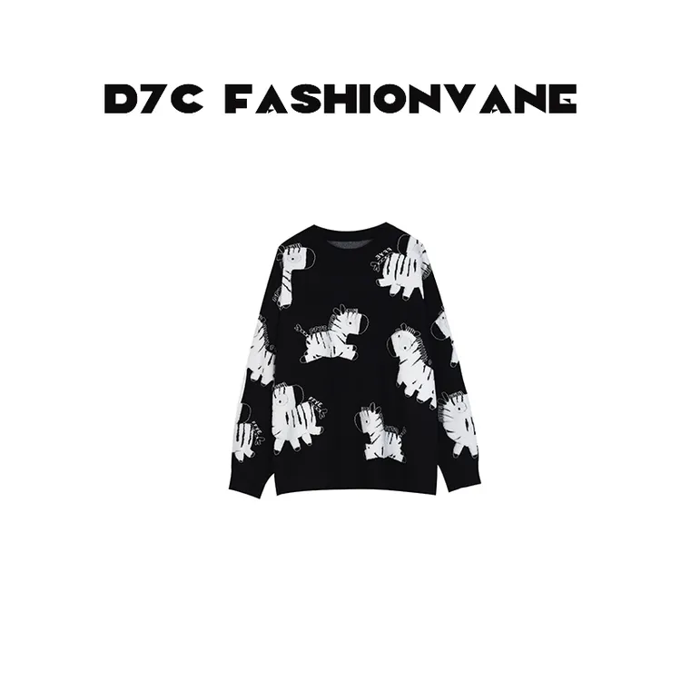 【XINMO买手店】秋冬套头小马印花慵懒风针织毛衣女C12022531