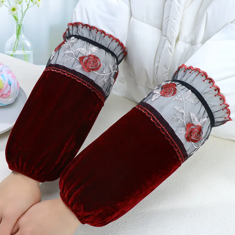 长款金丝绒袖套女士秋冬季防污成人护肘袖筒护袖耐脏居家办公韩版