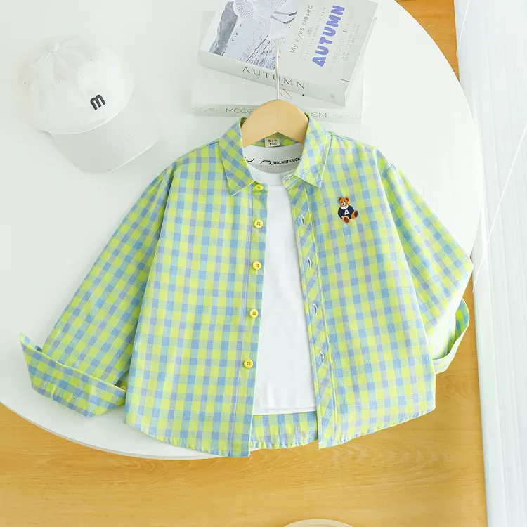 【早秋薄款】2025秋季新款格子男童长袖衬衫上衣小童装儿童宝宝衬衣