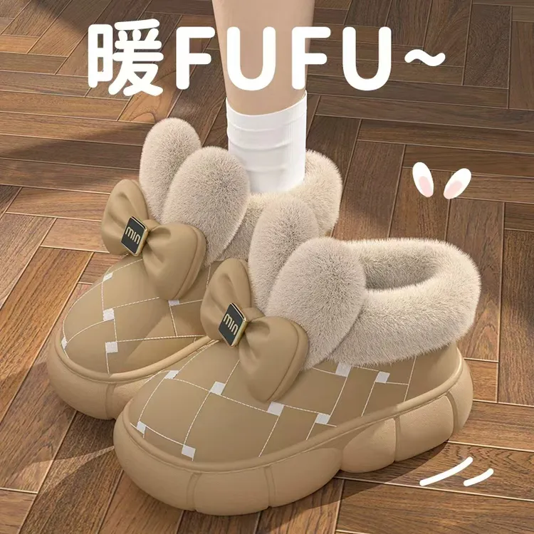 PU皮防水雪地靴女冬季2025新款爆款外穿保暖加绒加厚包跟棉鞋女士