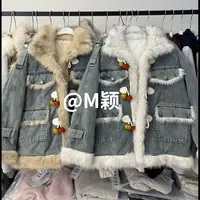 25288加绒～甜酷南瓜扣厚绒牛仔外套