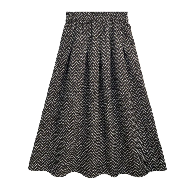 【511-532】2025条纹气质时尚高腰长裙半身裙长款半裙碎花显瘦女装