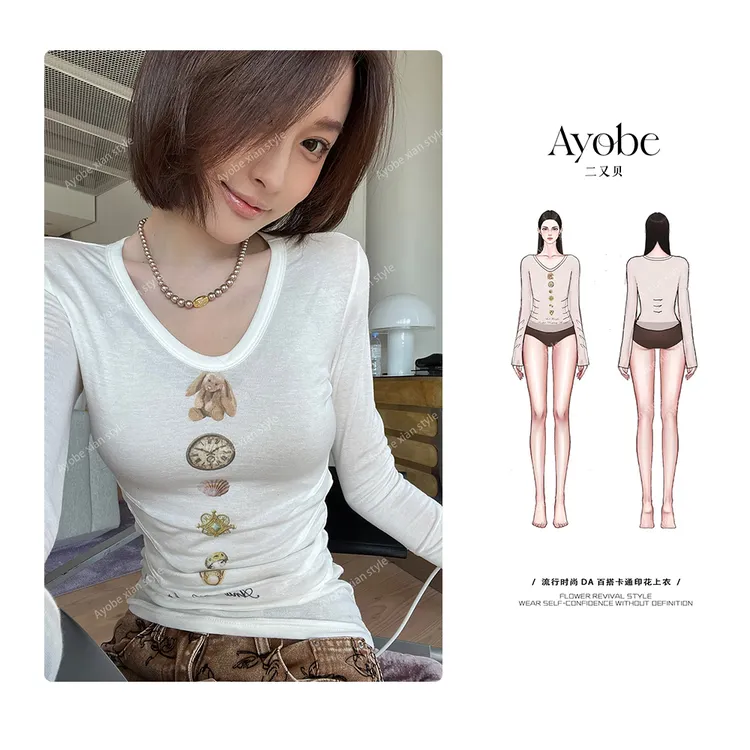 【AYOBE】原创款   绵羊毛甜辣卡通印花俏皮百搭潮流清透上衣