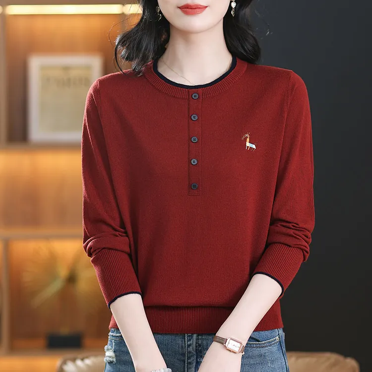秋装女装薄款2025新款轻奢高级小众洋气女装百搭宽松显瘦打底衫