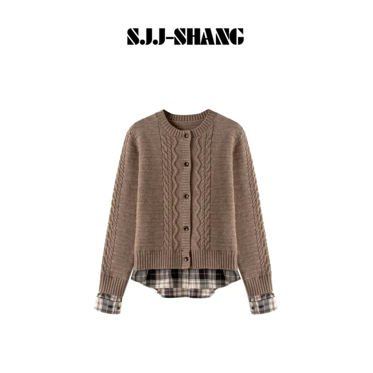 SJJ-SHANG【AC毛衣】北欧风美丽奴羊毛混纺格纹毛衫上衣q135889p