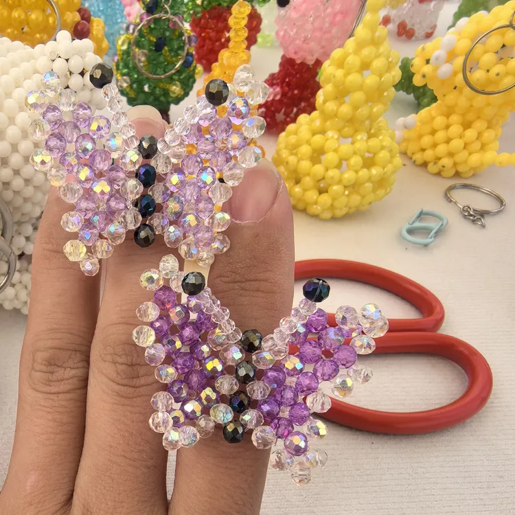 非金属仿水晶戒指 蝴蝶戒指星星戒指创意手工串珠戒指定制水晶款