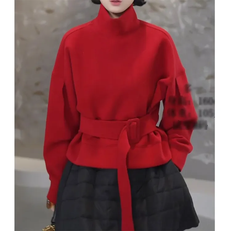 高级感时尚半高领收腰显瘦卫衣2025冬季新款气质减龄加绒保暖上衣