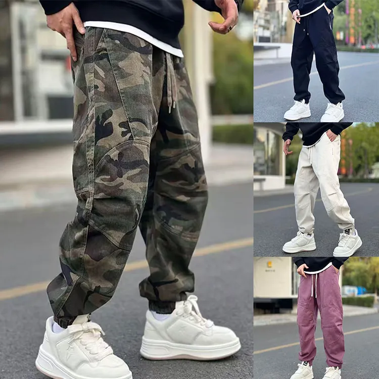 2025秋冬厚款男士时尚潮牌束脚休闲裤宽松百搭拉链口袋美式工装裤