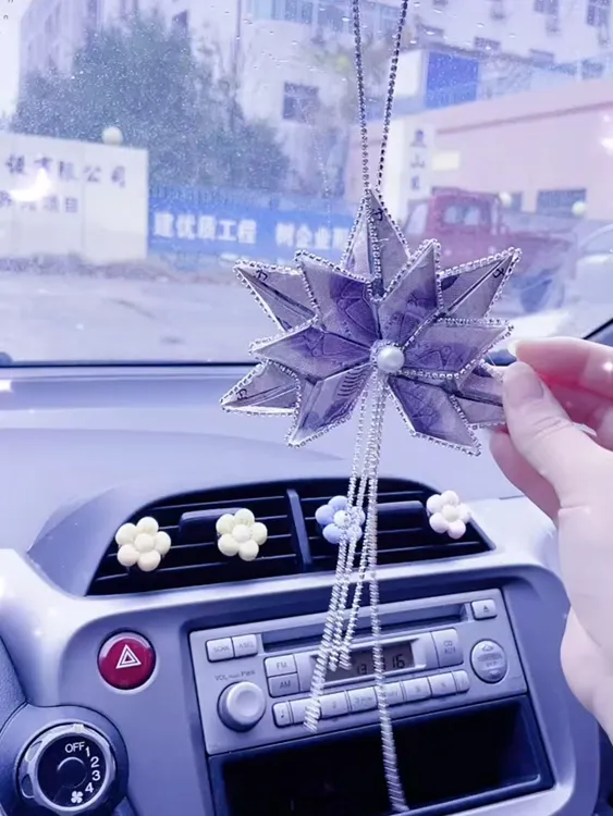 车挂件紫色枫叶材料包一叶暴富配饰有钱花送男女朋友闺蜜生日礼物