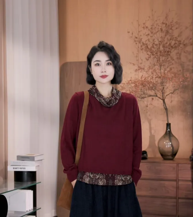 孜禾定制设计师毛衣女减龄百搭时尚长袖