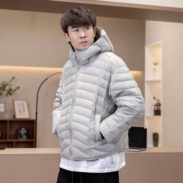 【90白鸭绒排骨羽绒服】情侣款冬季连帽防风轻量化通勤廓形羽绒服男
