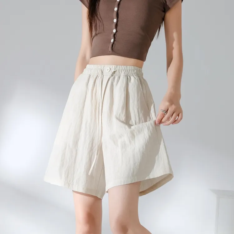 莱赛尔天丝亚麻阔腿裤清凉透气7738