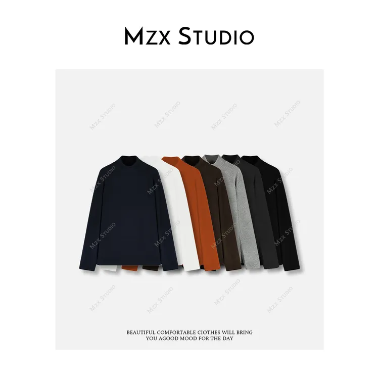 MZX 半高领加厚双面绒感柔软长袖打底上衣SY12002-Z