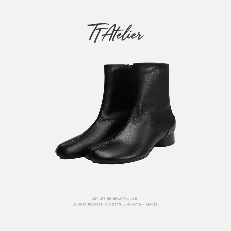 TT设计师【分趾鞋】欧美风时尚百搭复古感羊皮分趾中筒鞋TT191589