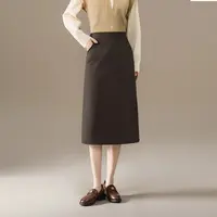 秋冬半身裙女2025年秋季新款空气棉有里衬中长款高腰松紧小a字裙