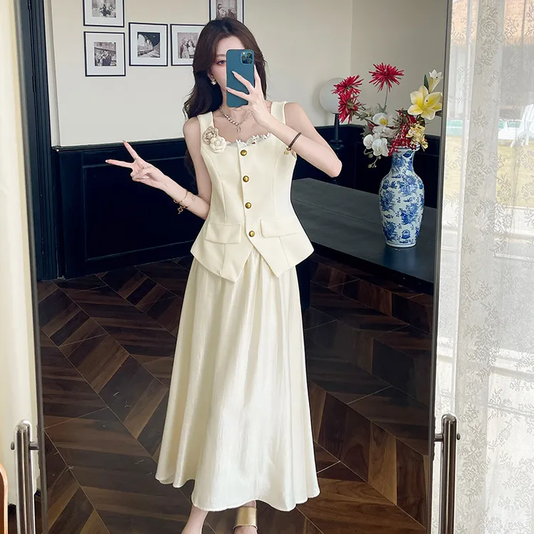 2025夏季新款法式小香风气质名媛高级感马甲背心半身裙两件套装女