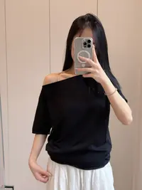 【私服】夏季黑色一字肩短袖T恤纯欲斜领露肩宽松显瘦别致上衣CN005