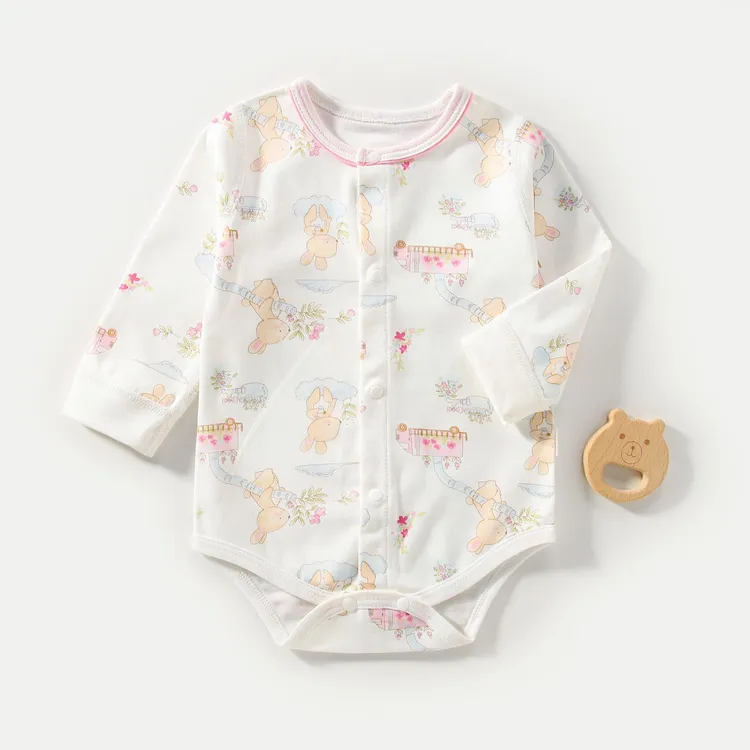 婴儿春秋连体新款长袖纯棉宝宝三角哈衣包屁衣无骨纯棉新生儿衣服