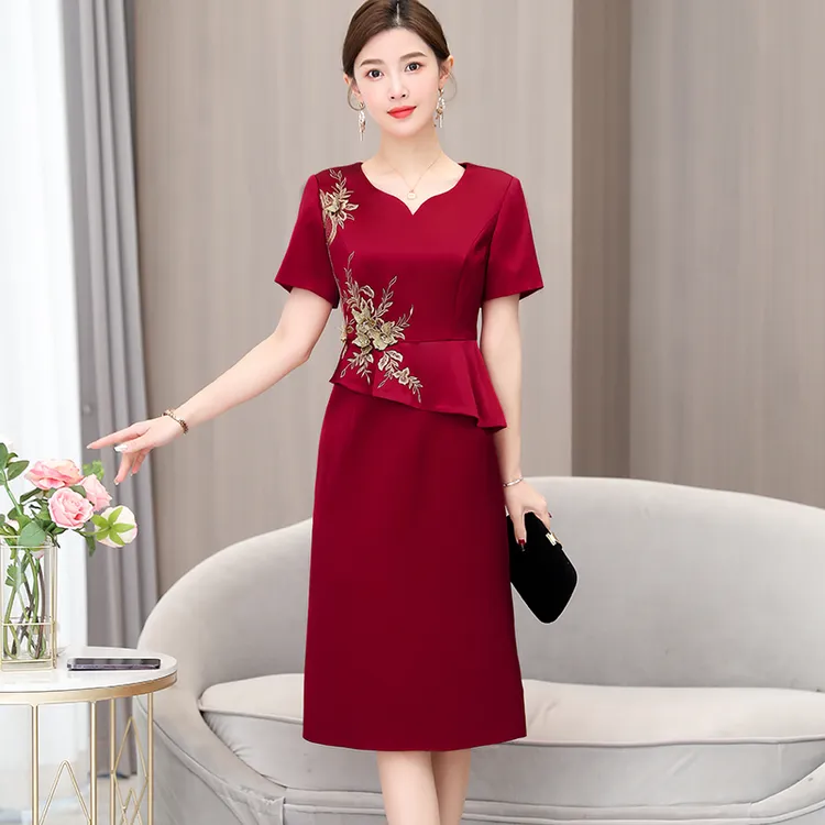 连衣裙旗袍婚礼妈妈婚宴礼服喜婆婆装敬酒气质高端女款洋气中长款