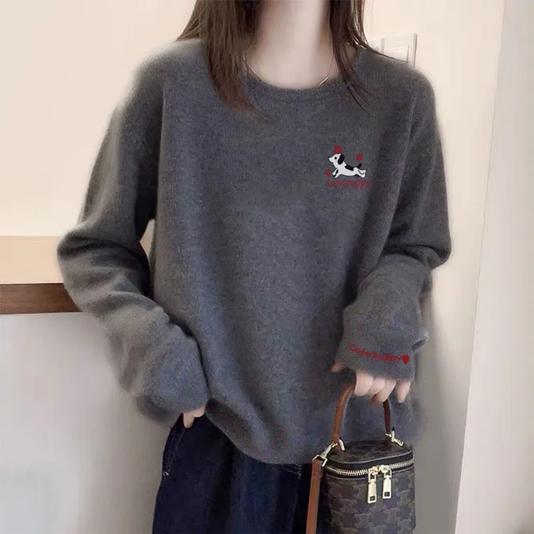 质感太舒服了！设计感正肩德绒磨毛长袖t恤女秋冬百搭打底套头上衣