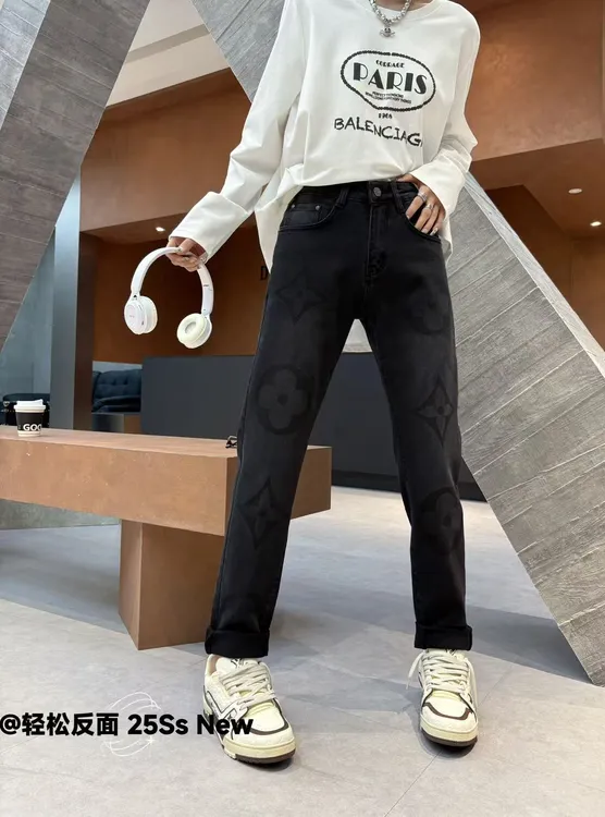 【雾灰河畔】秋冬重磅牛仔裤时尚激光印花男水洗显瘦小脚裤微弹