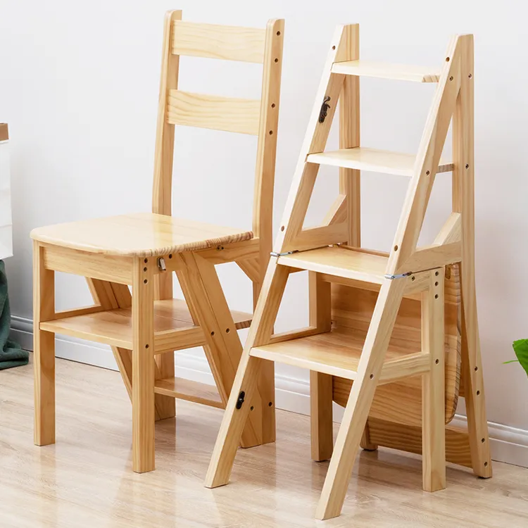实木梯椅家用梯子椅子折叠两用梯凳室内登高踏板楼梯多功能四步梯