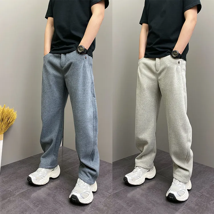 2025年冬季加绒加厚潮流韩版宽松哈伦裤青年男士休闲运动卫裤子男