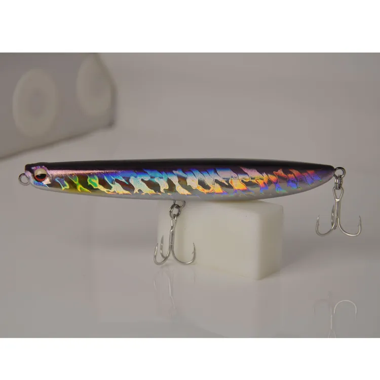 极影沉水远投抖沉长细铅笔路亚饵11cm/18g翘嘴鲈鱼必杀饵银紫渐变