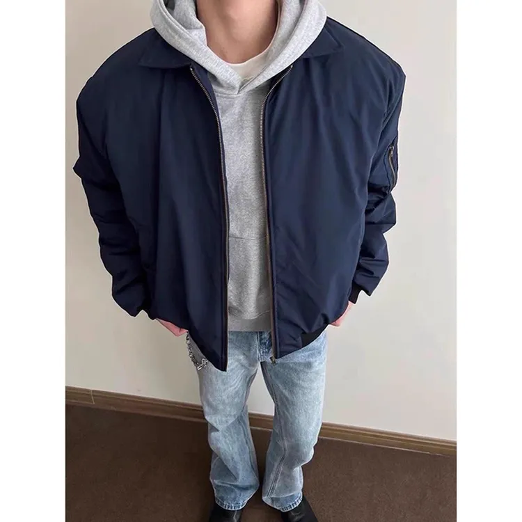 awrb藏蓝色美式三防教练飞行夹克外套男秋季痞帅高级感翻领棒球服