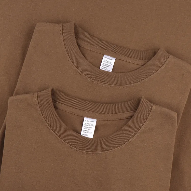 维多利亚高级感男装可可棕咖啡色210重磅纯棉短袖大地色复短袖T恤