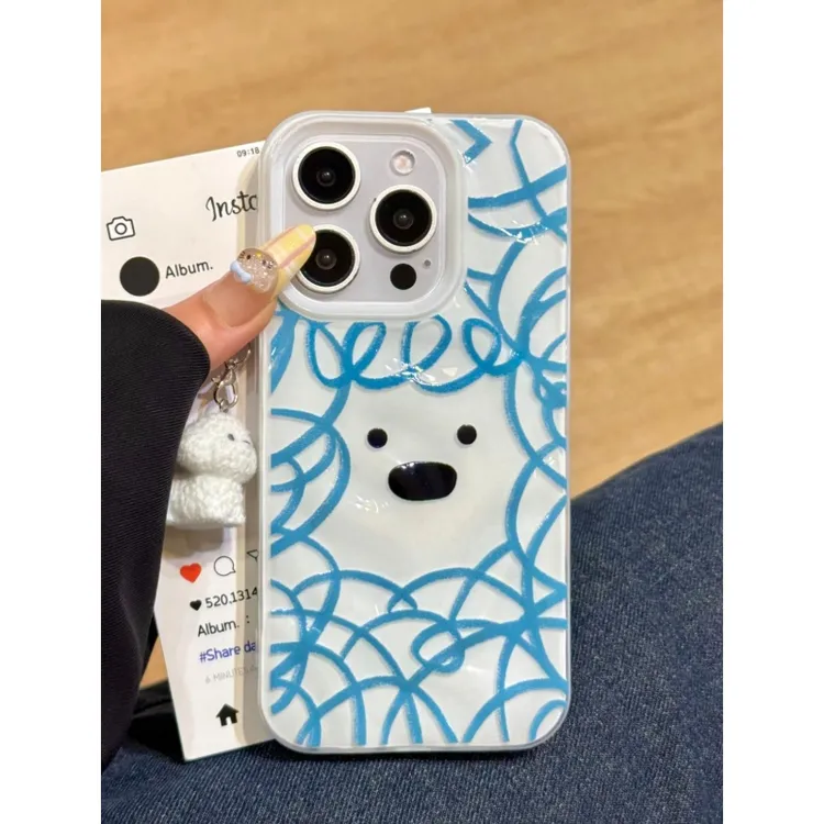 奥菲顿凌乱线条小狗挂件适用苹果16陨石纹15手机壳iPhone14/13/12