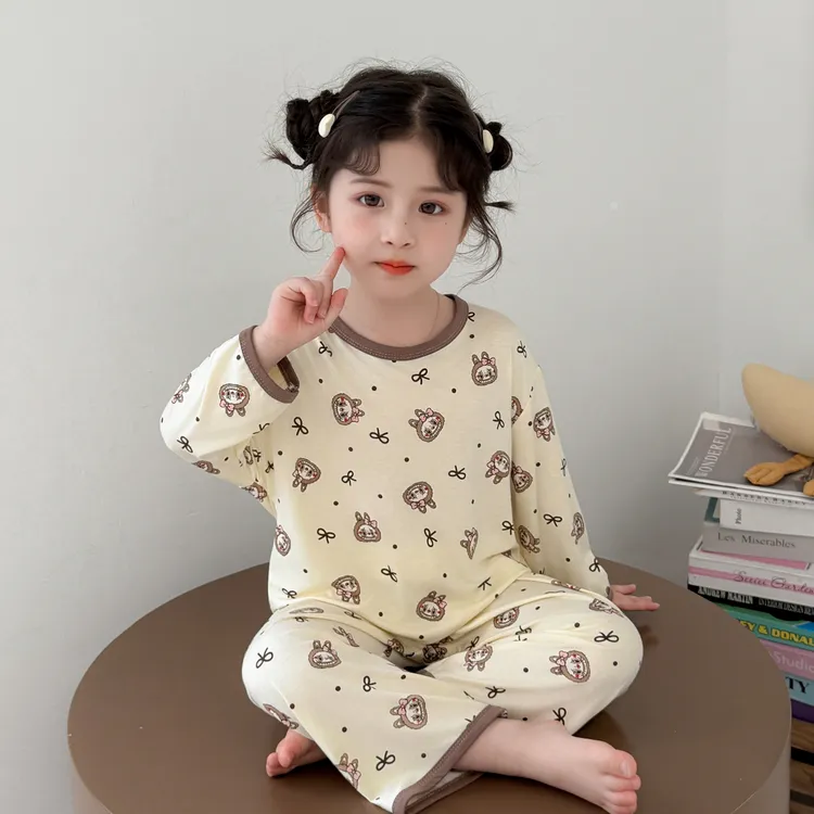布布儿童睡衣2025新款莫代尔套装女孩空调服长袖春秋女童家居服