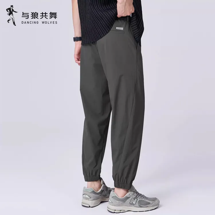 【松紧腰】与狼共舞束脚休闲长裤男2026夏季时尚新款锦氨高弹收脚裤