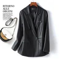 【颜姿】真皮皮衣女短款西服2024年秋冬新款海宁绵羊皮百搭西服外套