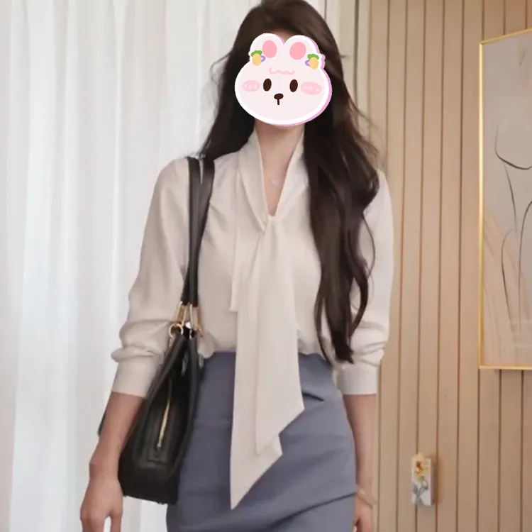 高级感时尚白色衬衫女士2025秋季新款通勤风职业飘带薄款长袖上衣