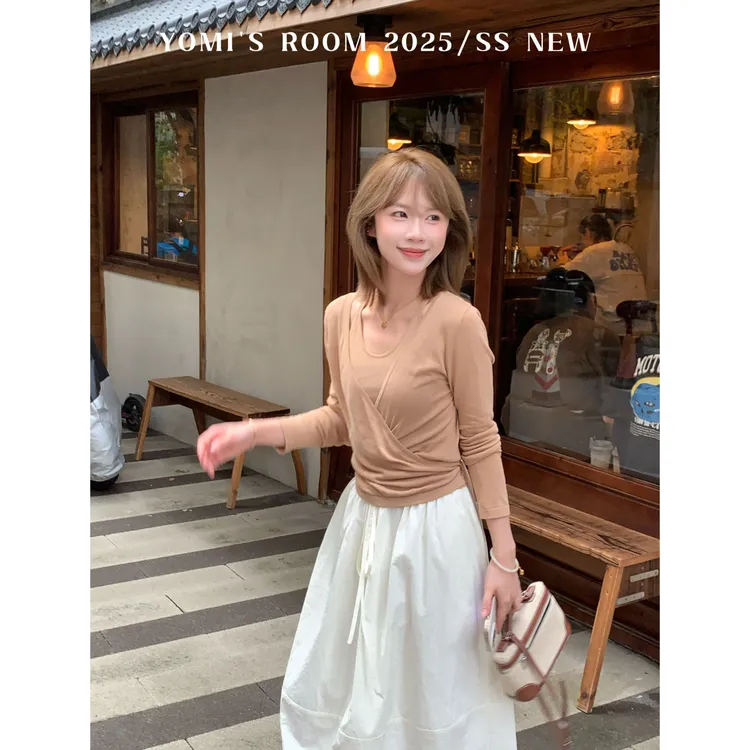 YOMI小个子【莫兰画廊】轻薄极简风知性修身针织开衫毛衣长袖女轻薄