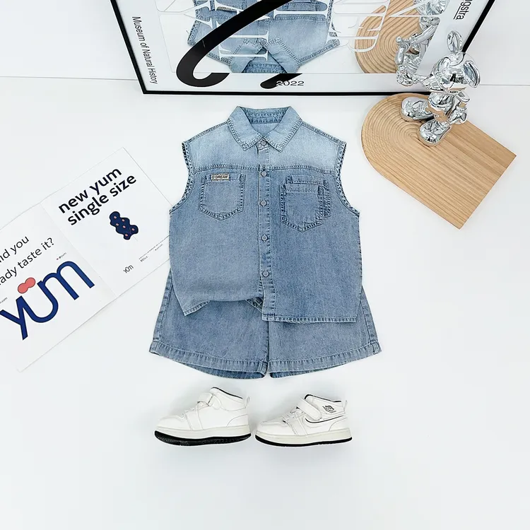 儿童套装夏季2025新款男童牛仔两件套时尚潮 DF25076悠悠童话童装