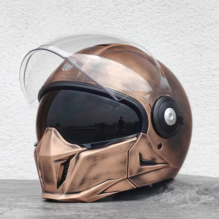 ORZ摩托车头盔3c认证机车轻量化复古组合可拆卸全盔半盔双镜片