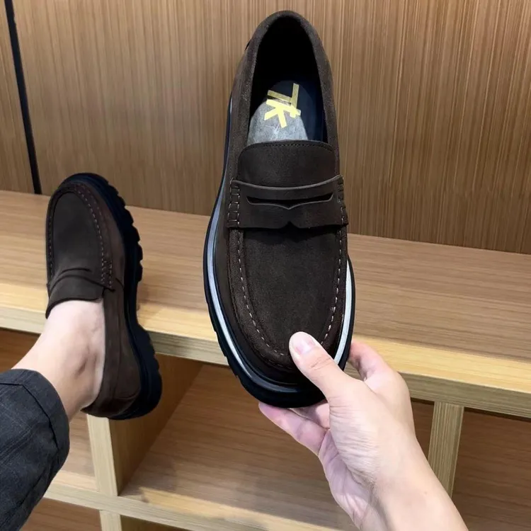 厚底磨砂皮鞋一脚蹬休闲商务皮鞋男款爆款2025男款夏鞋子男款